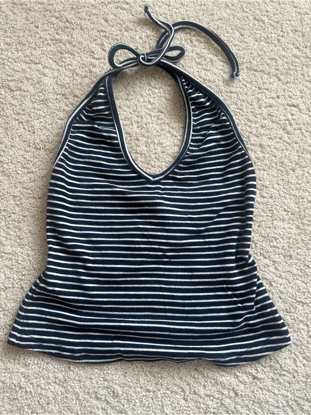 Edikted Navy & White Striped Halter Tank